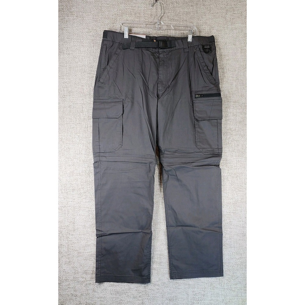 BC Clothing Convertible Cargo Pants Mens XXL Charcoal Zip-Off Shorts Stretch NEW